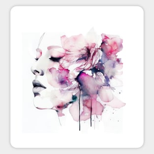 Portrait of a girl in watercolor style. Sticker